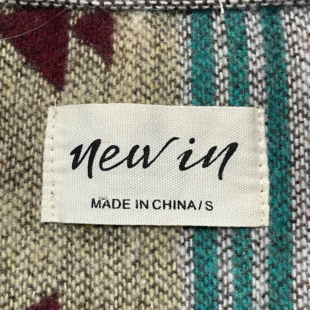 Newin Womens‎ Aztec Southwestern Shacket Jacket Burgundy Teal Small